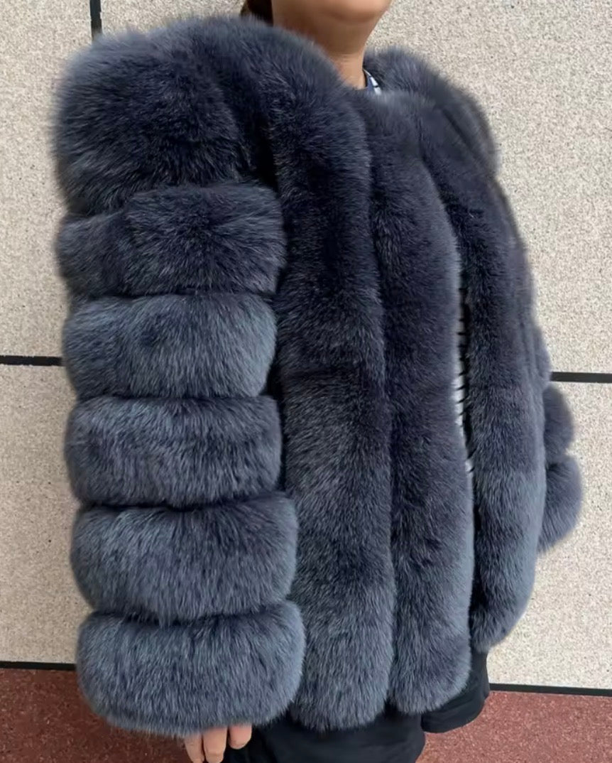 Luxury long vertical fox fur