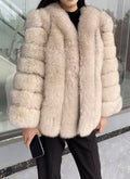 Luxury long vertical fox fur