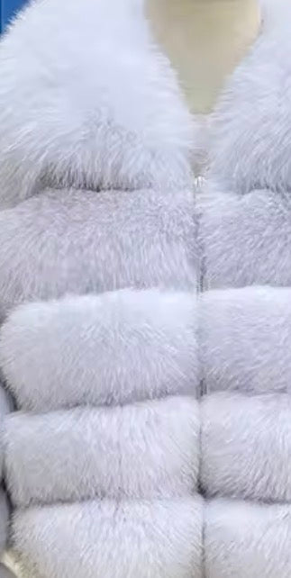 Premium fox fur cropped zip up jacket- Full length sleeves