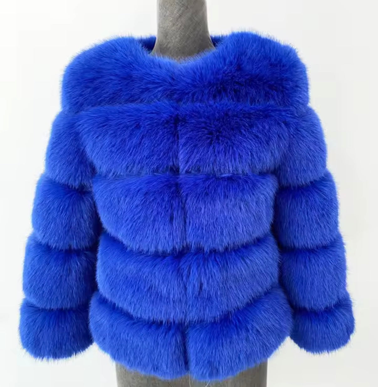 Faux Fur 5 Row Cropped Sleeve Jacket