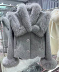 Cashmere Wool Coat With Fox Fur