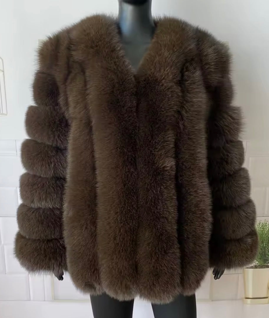 Luxury long vertical fox fur