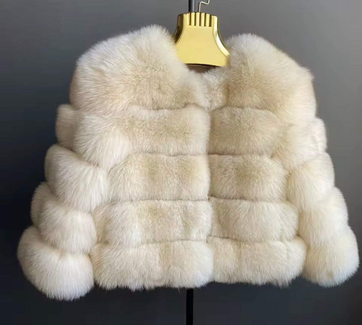 Premium Fox Fur 5 Row Cropped Sleeve- Neutrals