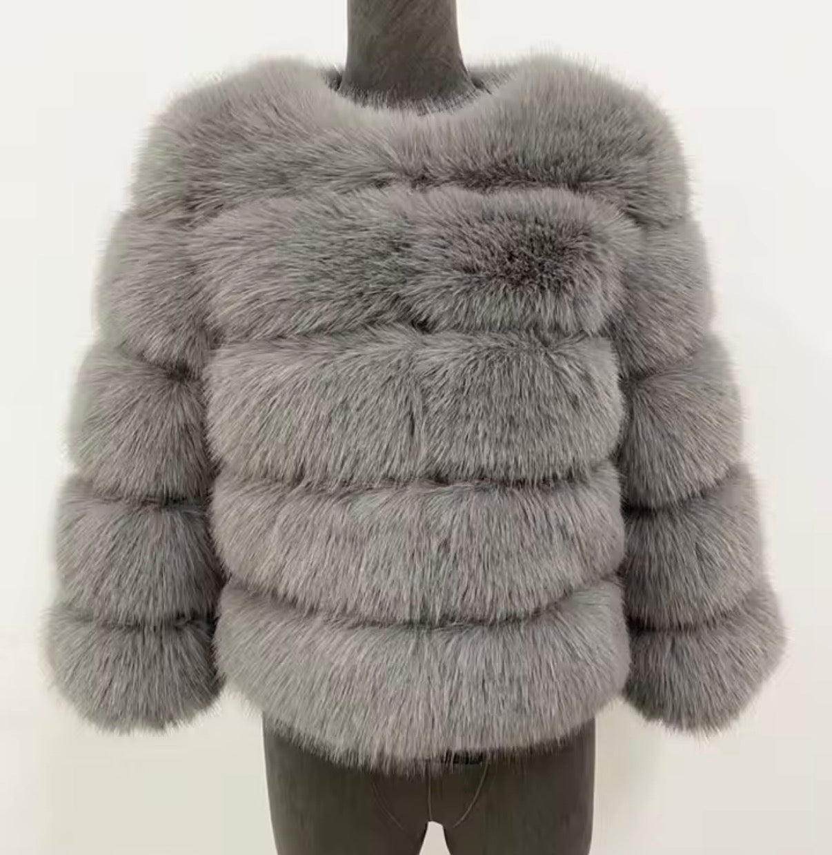 Faux Fur 5 Row Cropped Sleeve Jacket