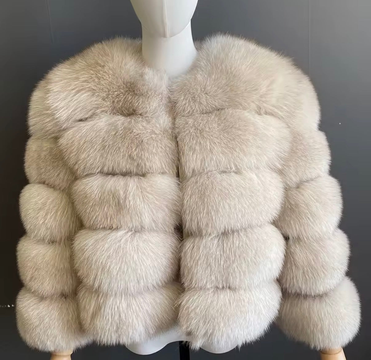 Premium Fox Fur 5 Row Cropped Sleeve- Neutrals