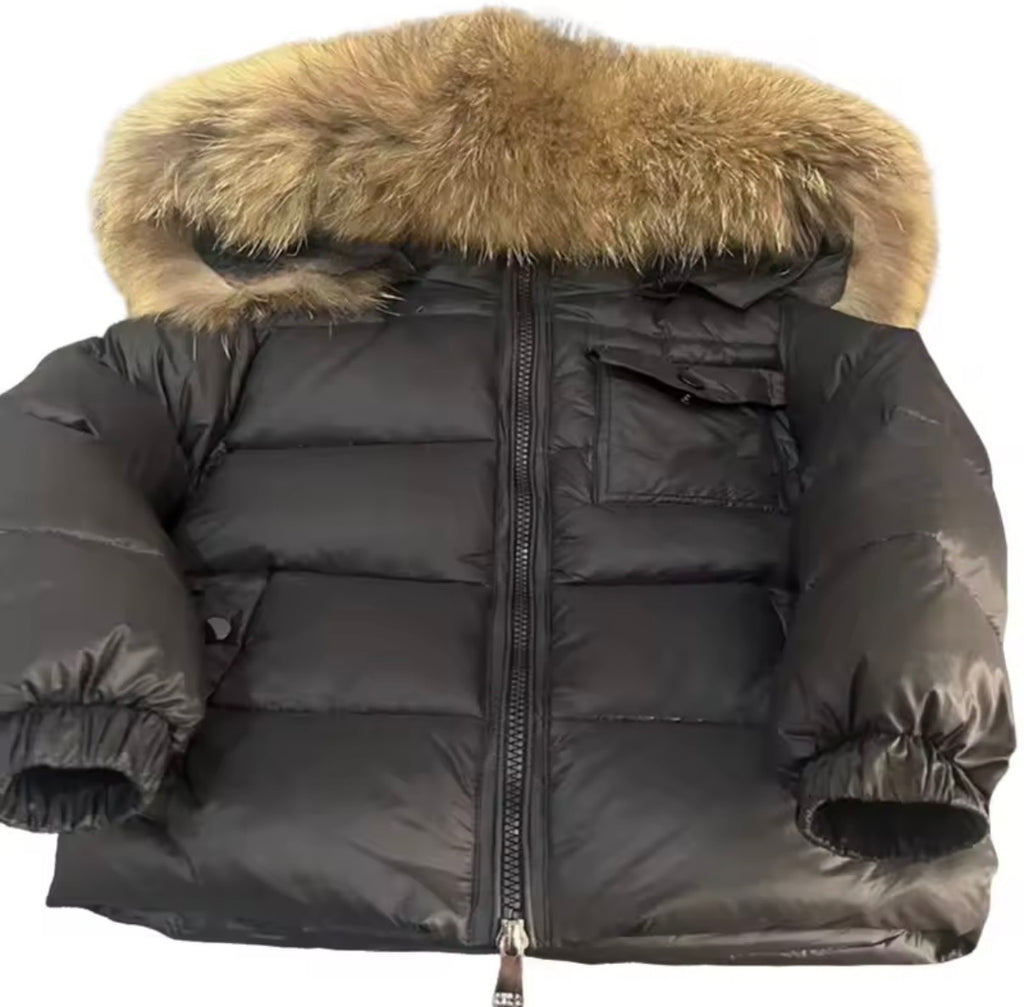 Unisex Children’s puffer coat with fox fur hood