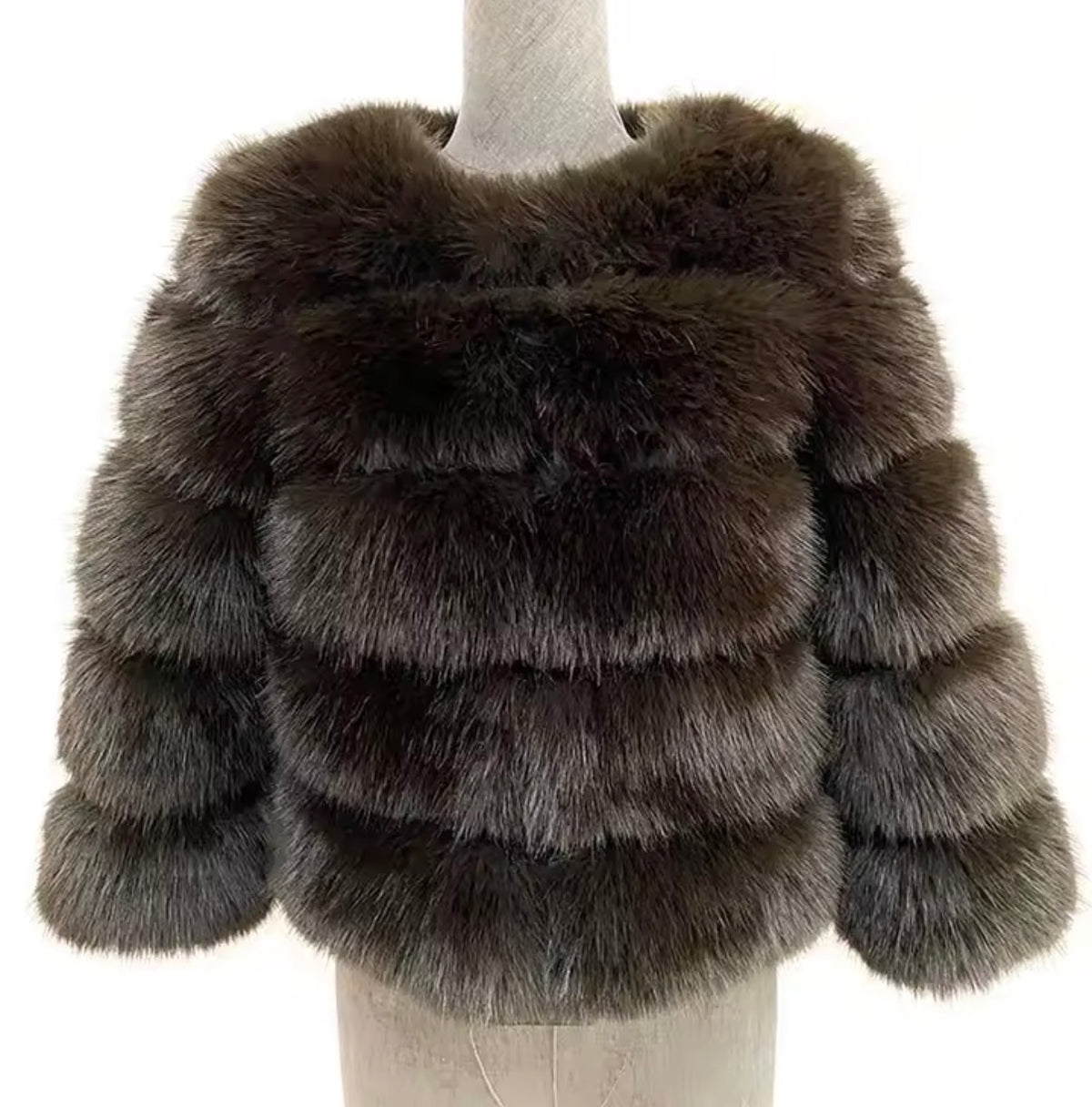 Faux Fur 5 Row Cropped Sleeve Jacket