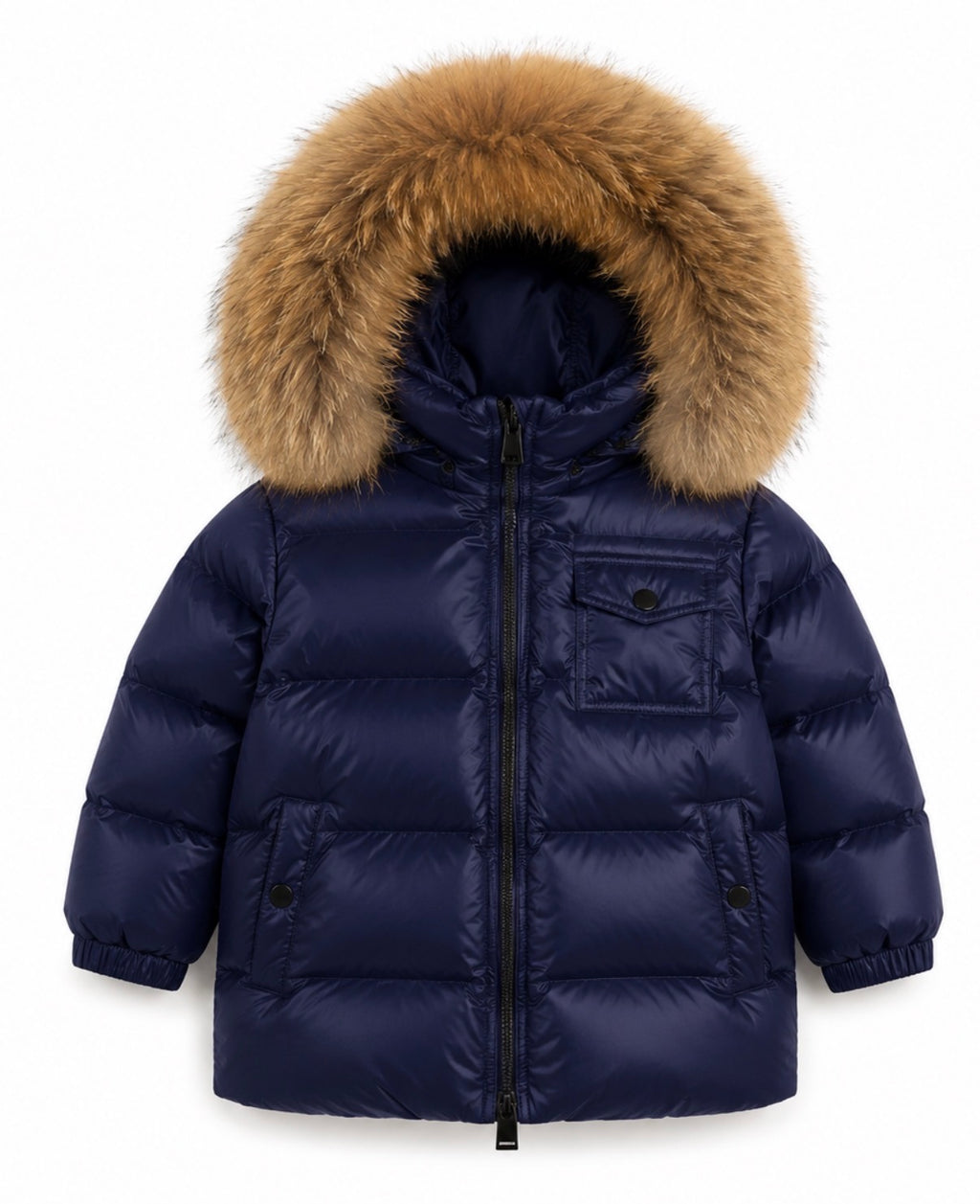 Unisex Children’s puffer coat with fox fur hood