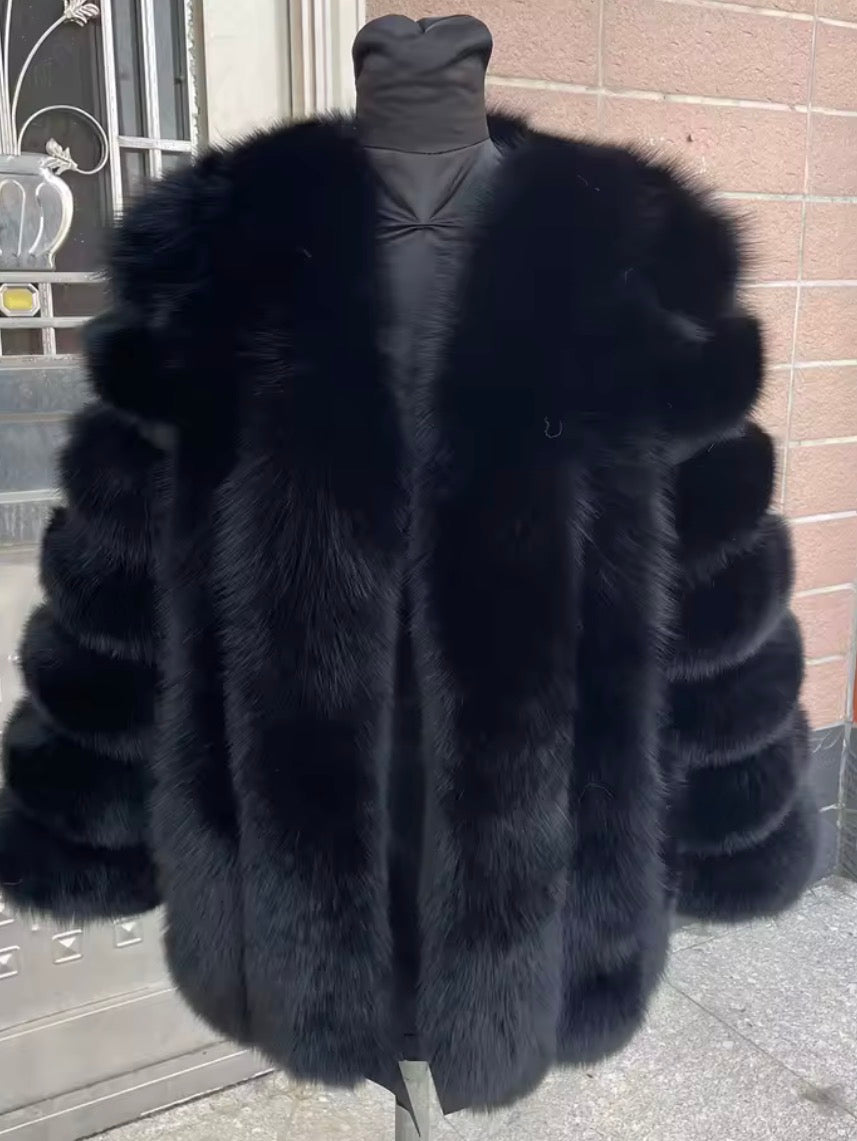 Luxury long vertical fox fur