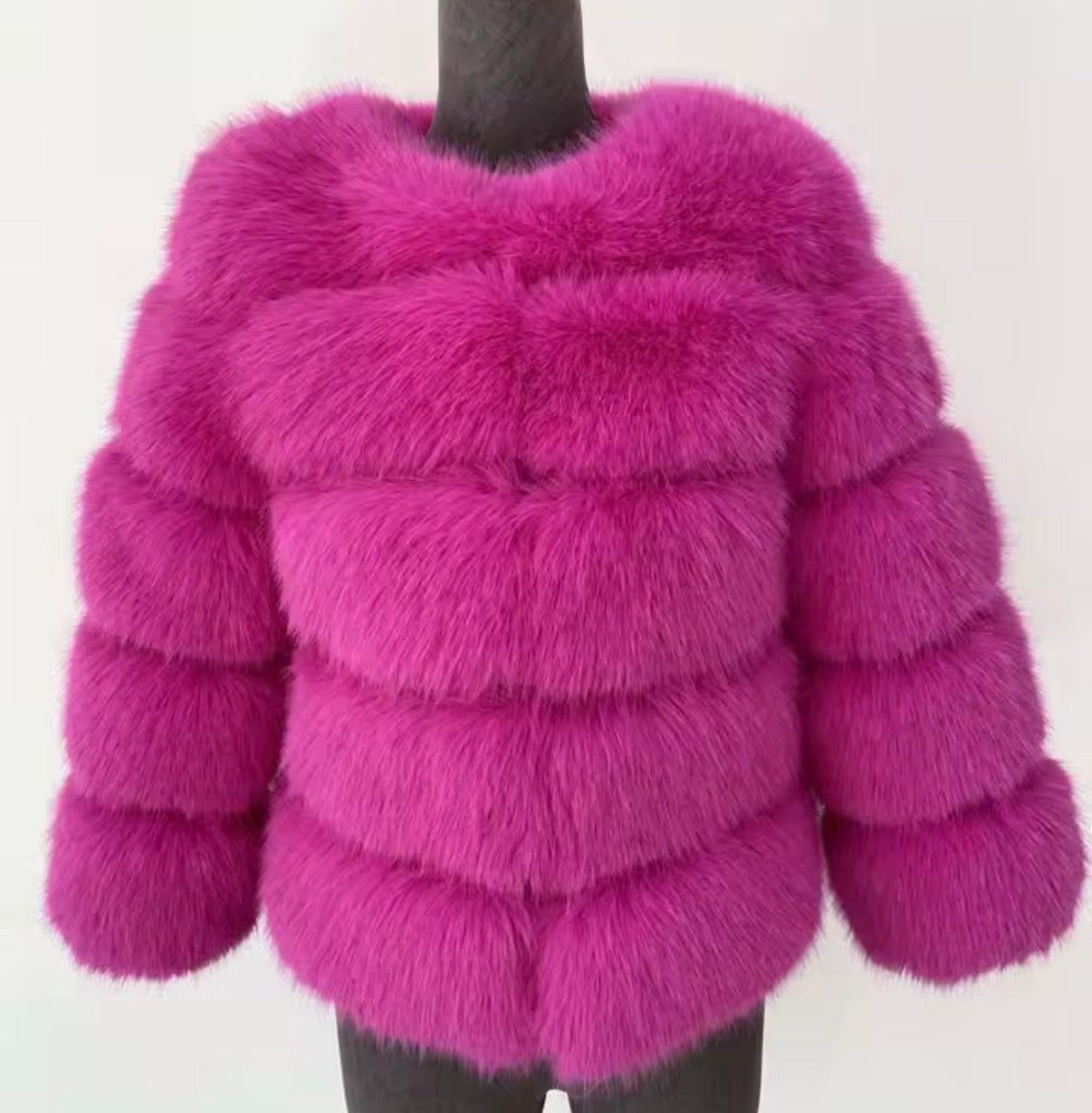 Faux Fur 5 Row Cropped Sleeve Jacket