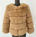 Faux Fur 5 Row Cropped Sleeve Jacket