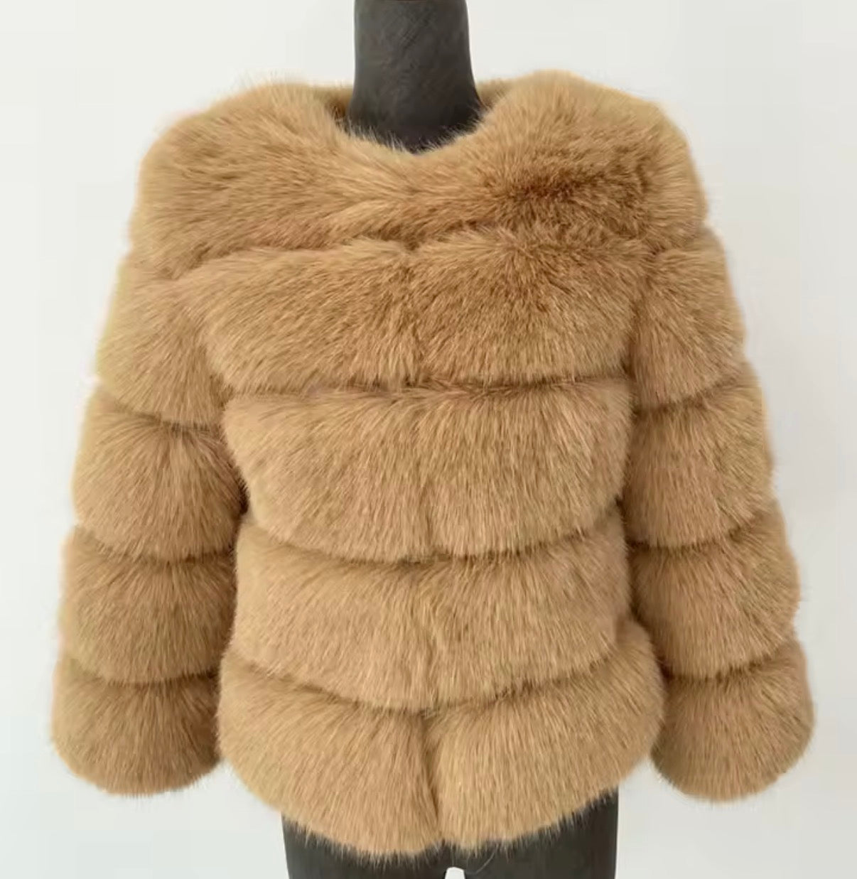 Faux Fur 5 Row Cropped Sleeve Jacket