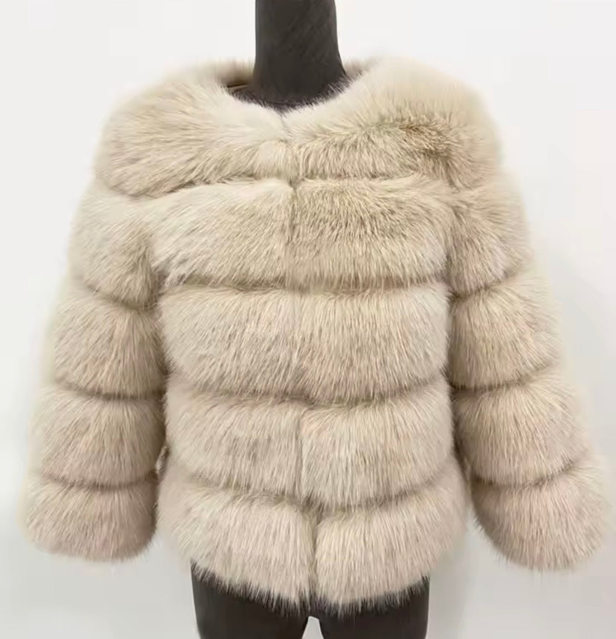 Faux Fur 5 Row Cropped Sleeve Jacket