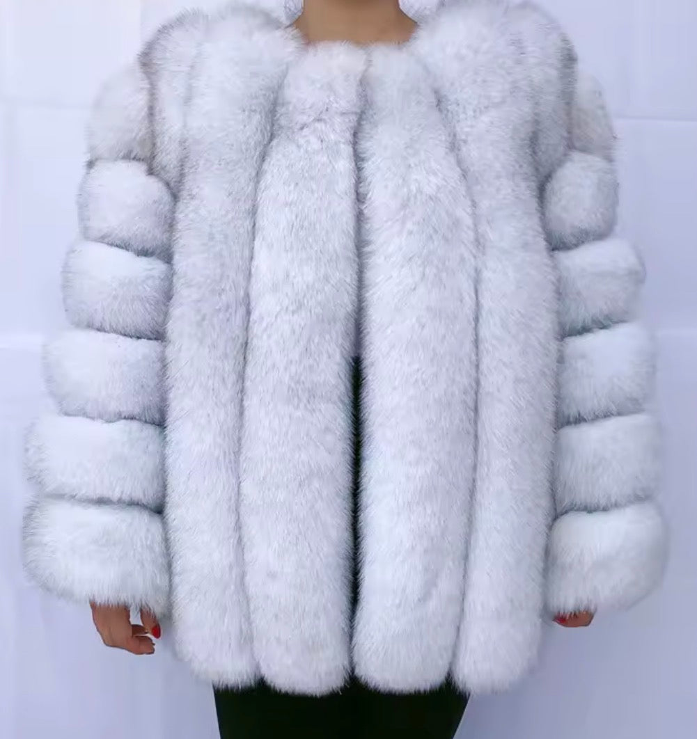 Luxury long vertical fox fur