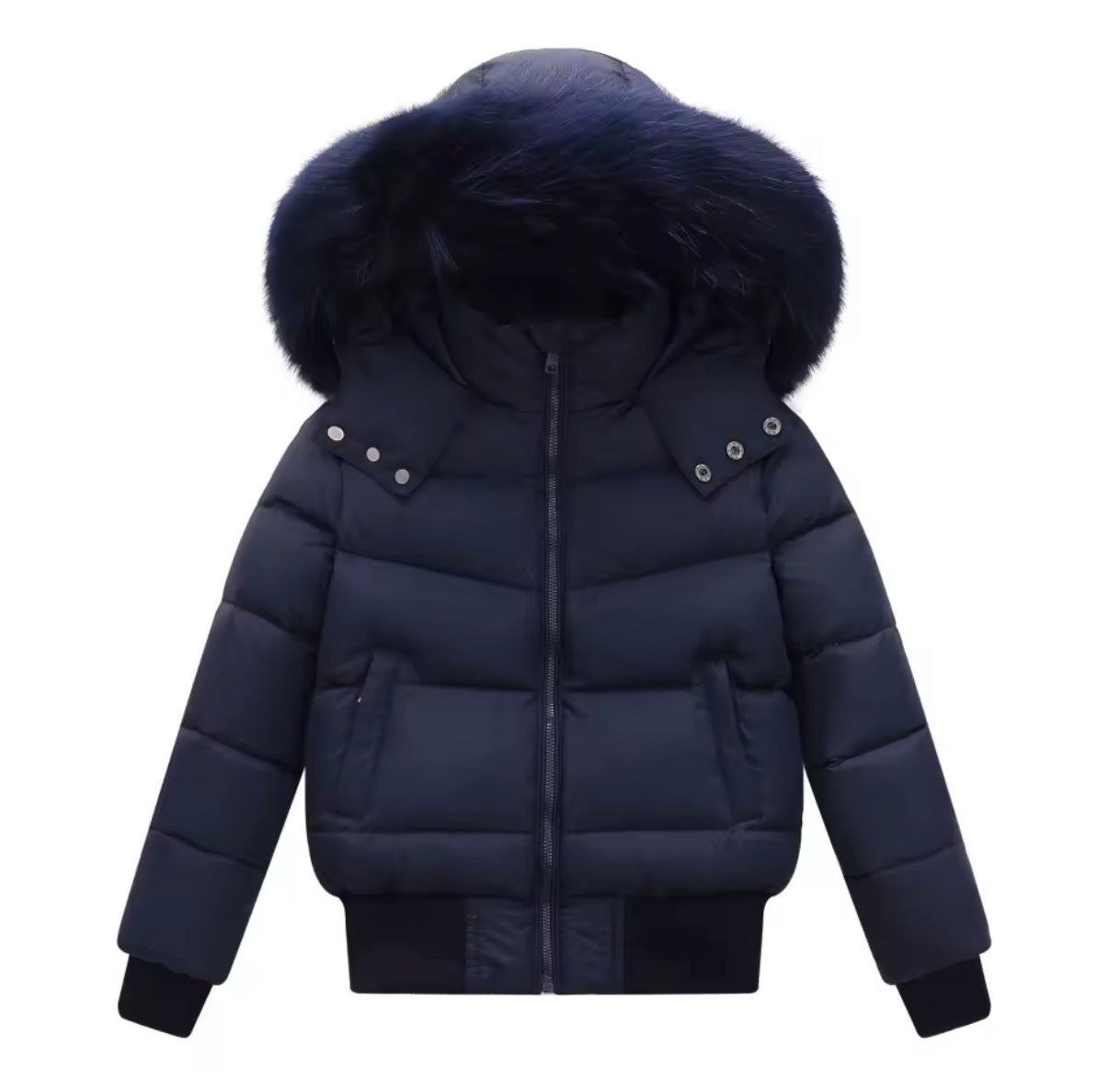 Boys raccoon fur puffer coat