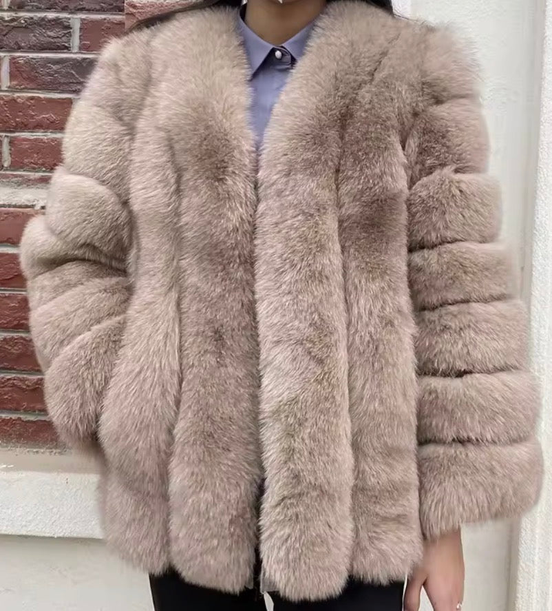 Luxury long vertical fox fur