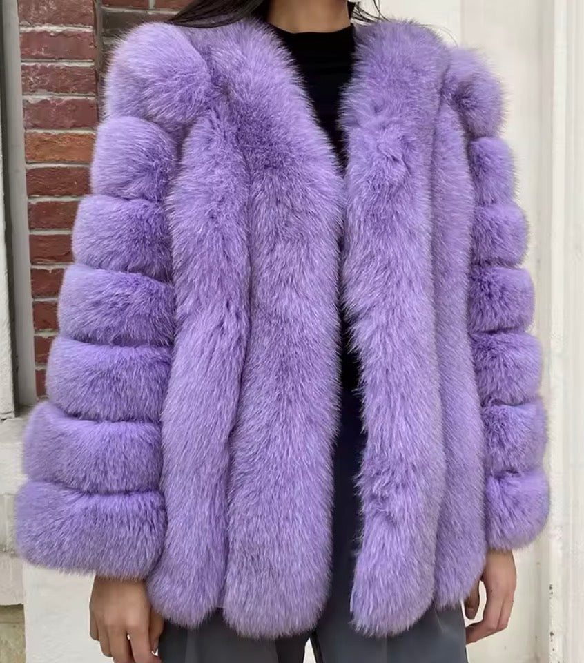 Luxury long vertical fox fur
