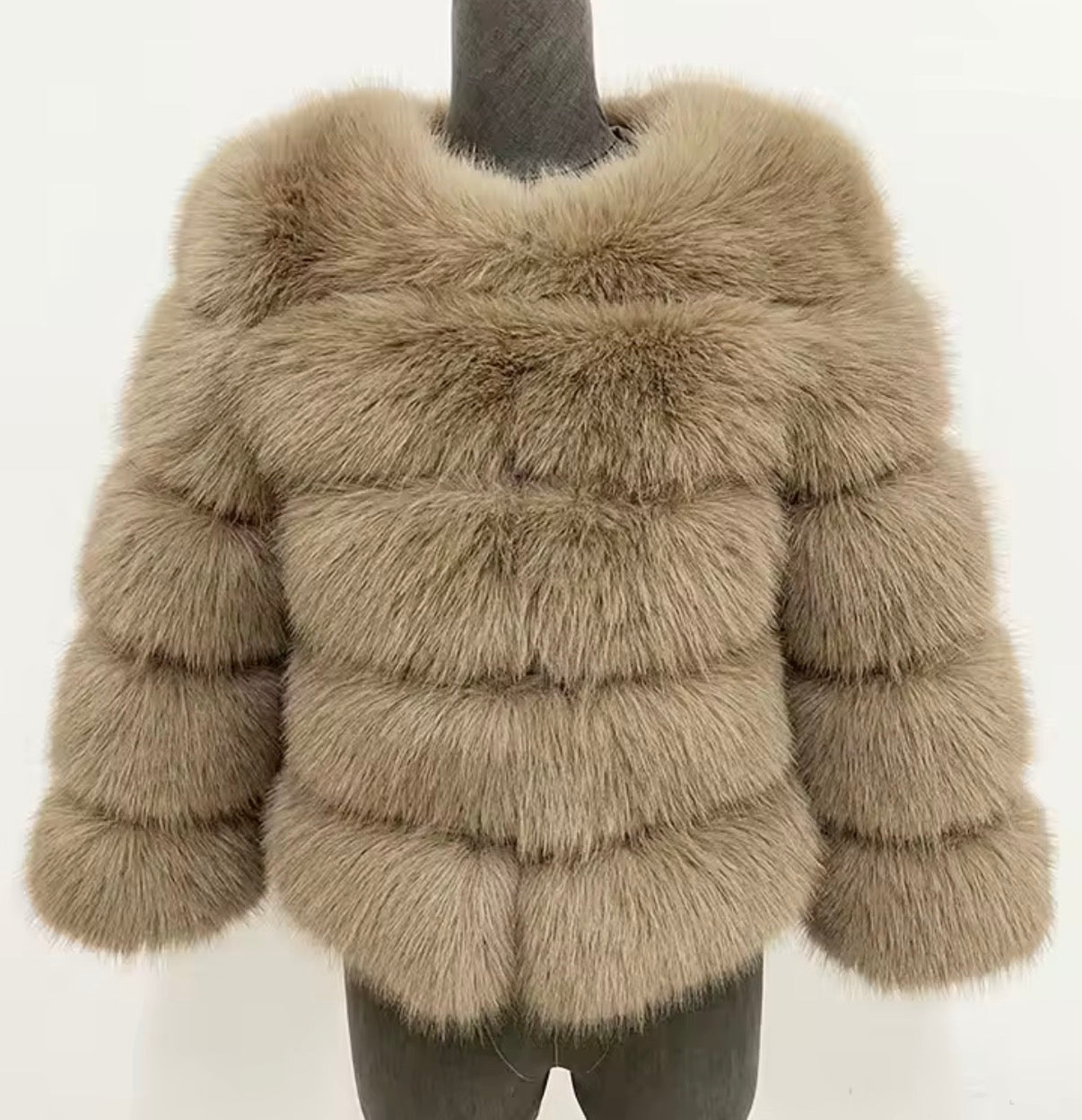 Faux Fur 5 Row Cropped Sleeve Jacket