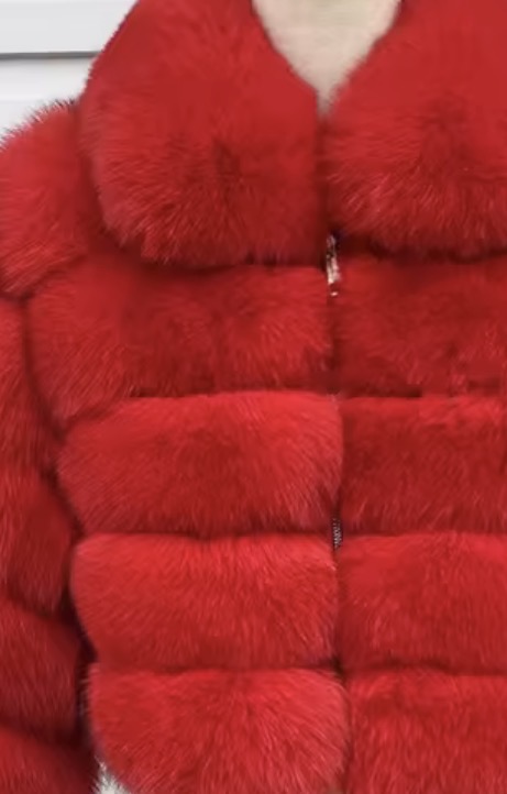 Premium fox fur cropped zip up jacket- Full length sleeves