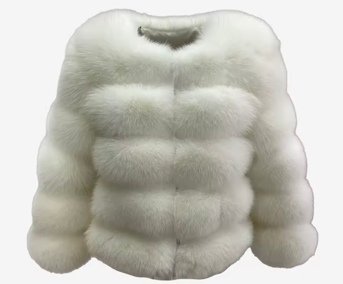 Premium Fox Fur 5 Row Cropped Sleeve- Neutrals