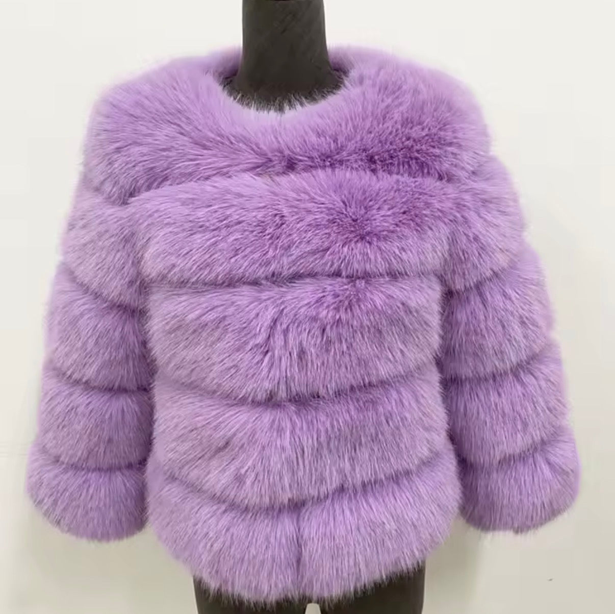Faux Fur 5 Row Cropped Sleeve Jacket