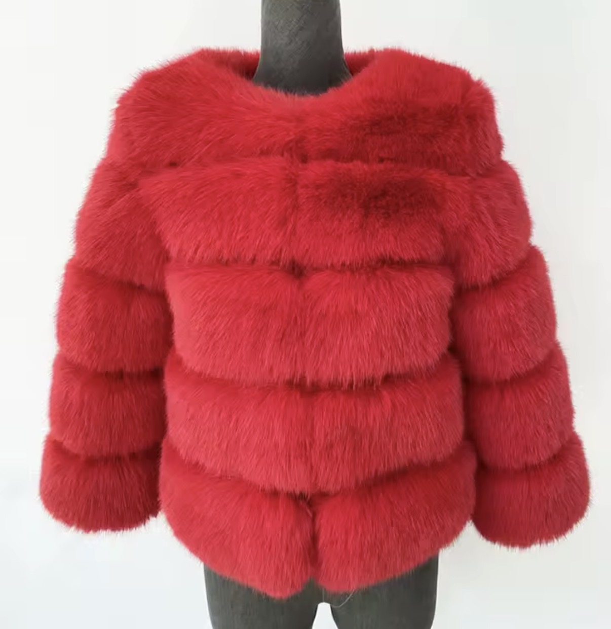 Faux Fur 5 Row Cropped Sleeve Jacket
