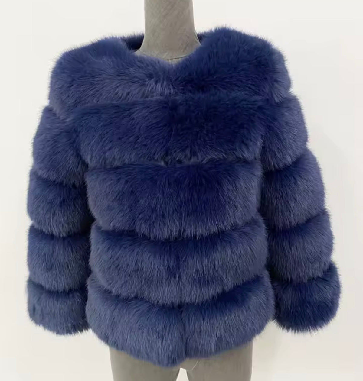 Faux Fur 5 Row Cropped Sleeve Jacket