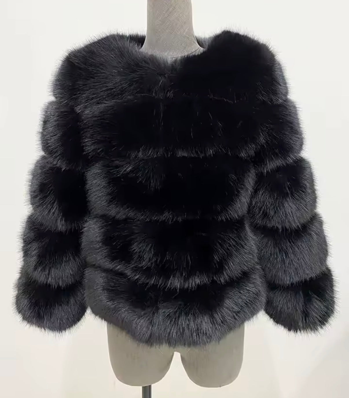 Faux Fur 5 Row Cropped Sleeve Jacket