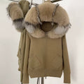 Fox fur hooded cardigan with pockets