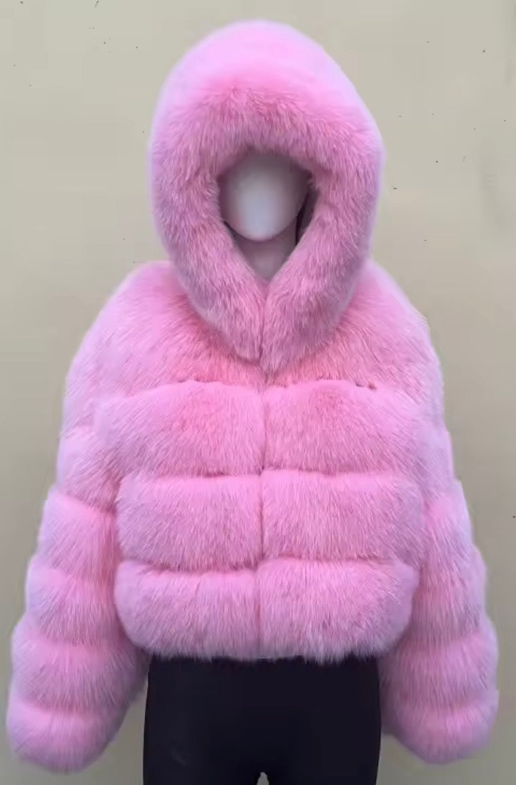 Luxury hooded fox fur- Full length sleeves