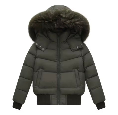 Boys raccoon fur puffer coat