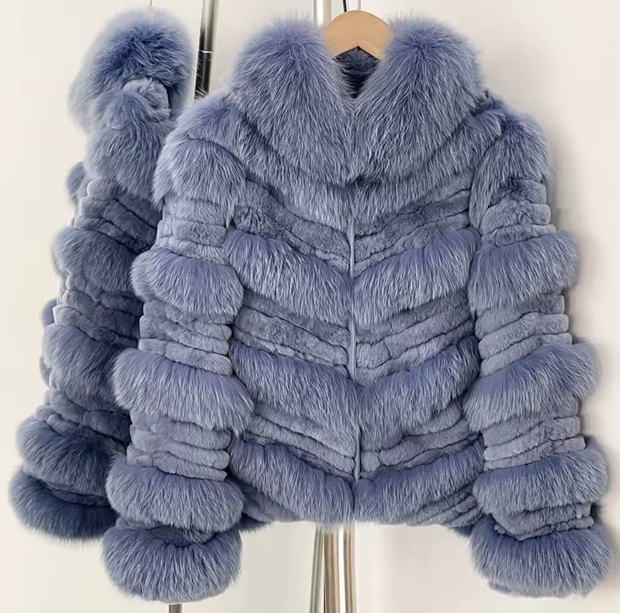 Luxury chevron striped fox fur