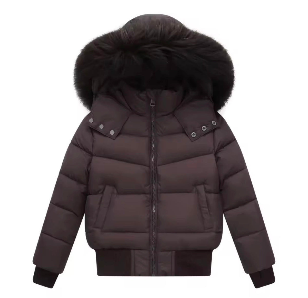 Boys raccoon fur puffer coat