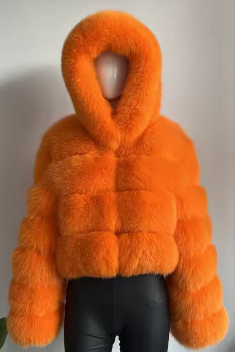 Luxury hooded fox fur- Full length sleeves