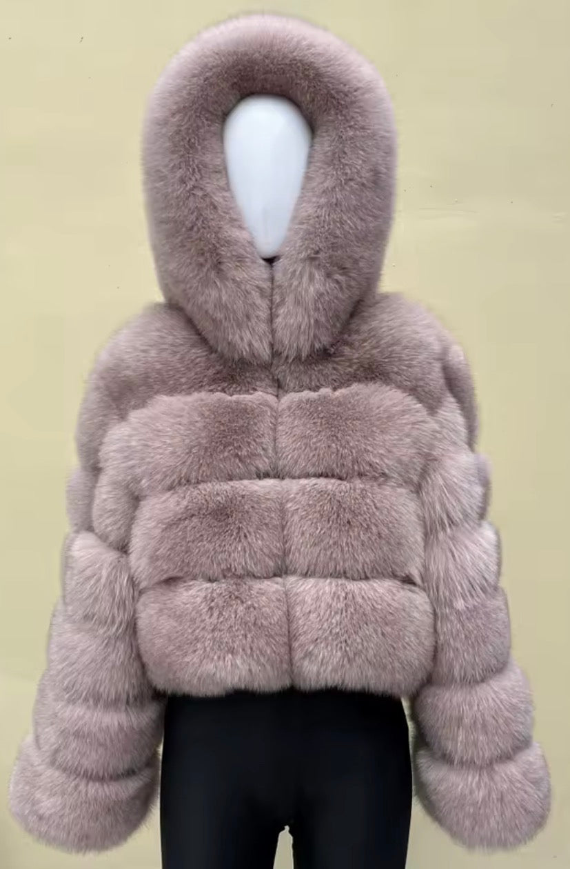 Luxury hooded fox fur- Full length sleeves