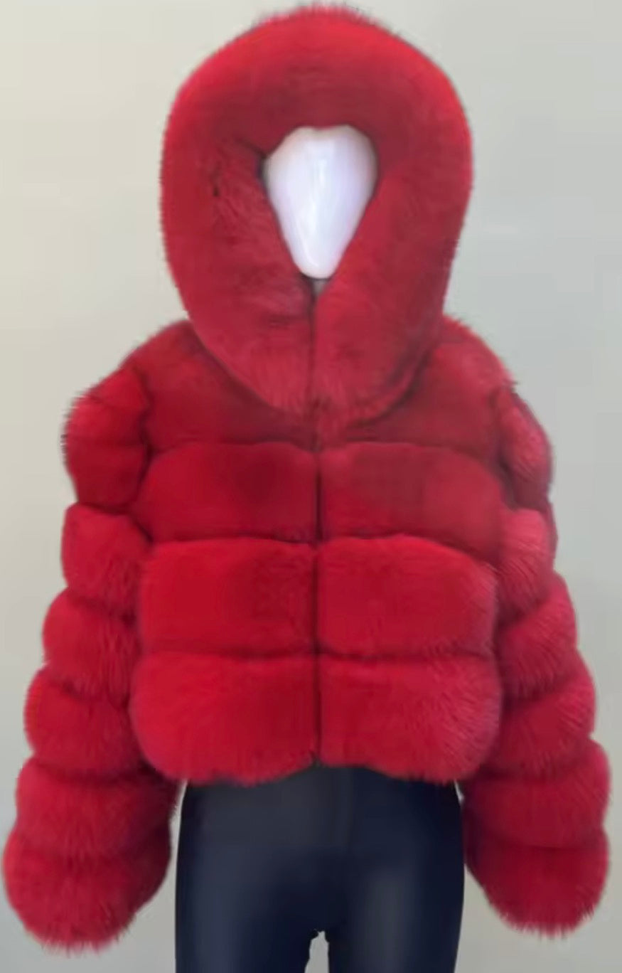 Luxury hooded fox fur- Full length sleeves