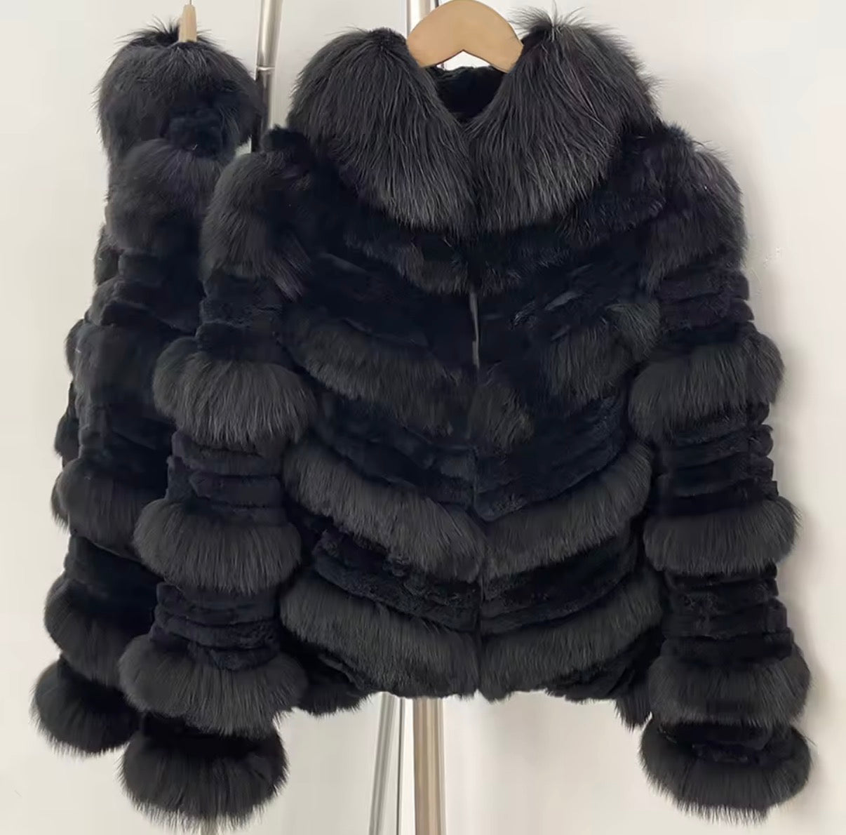 Luxury chevron striped fox fur