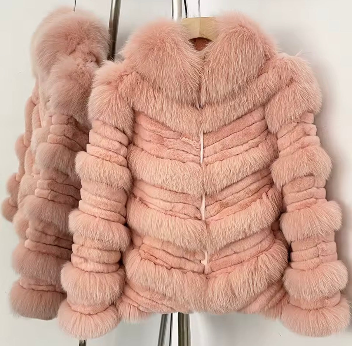 Luxury chevron striped fox fur